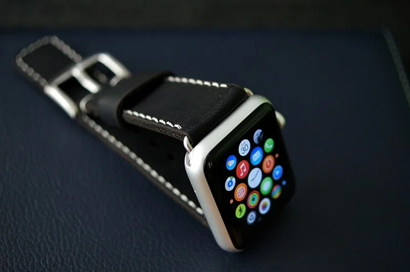 AWBF05-D123 WHITE handgefertigt Vintage Leder Uhrenarmband incl. Lugs Adapter für Apple Watch 1 und 2 (oder Apple Watch Sport) 42mm oder 38mm – Bild 5